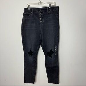 NEW GAP High Rise Black Jeans Skinny Leggings Distressed Destroy Button Fly 565